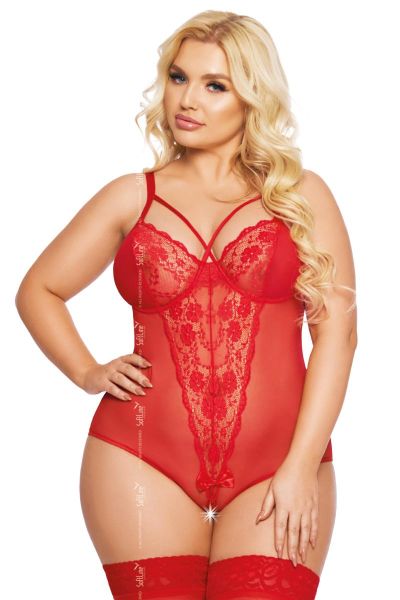 roter Plus Size Body ouvert