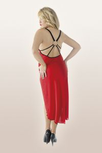 Langes Kleid in rot aus elastischem Material