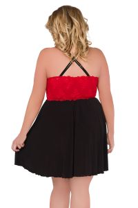 Kleid mit breiter roter Spitze