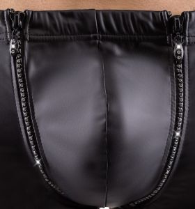 Pants im trendigen Mattlook 2 unterlegte Strass-Zips zum Öffnen