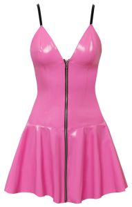 Tailliertes Minikleid aus Lack in Pink